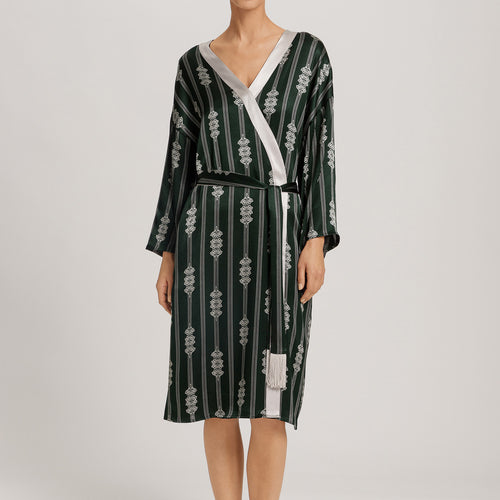 Indra Semi Sheer Geometric Stripe Robe | Graphit Melange 74761-3060