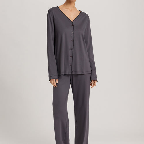 Una Crochetta Stitch Cotton Pajama Set | Black Pearl 74773-2183