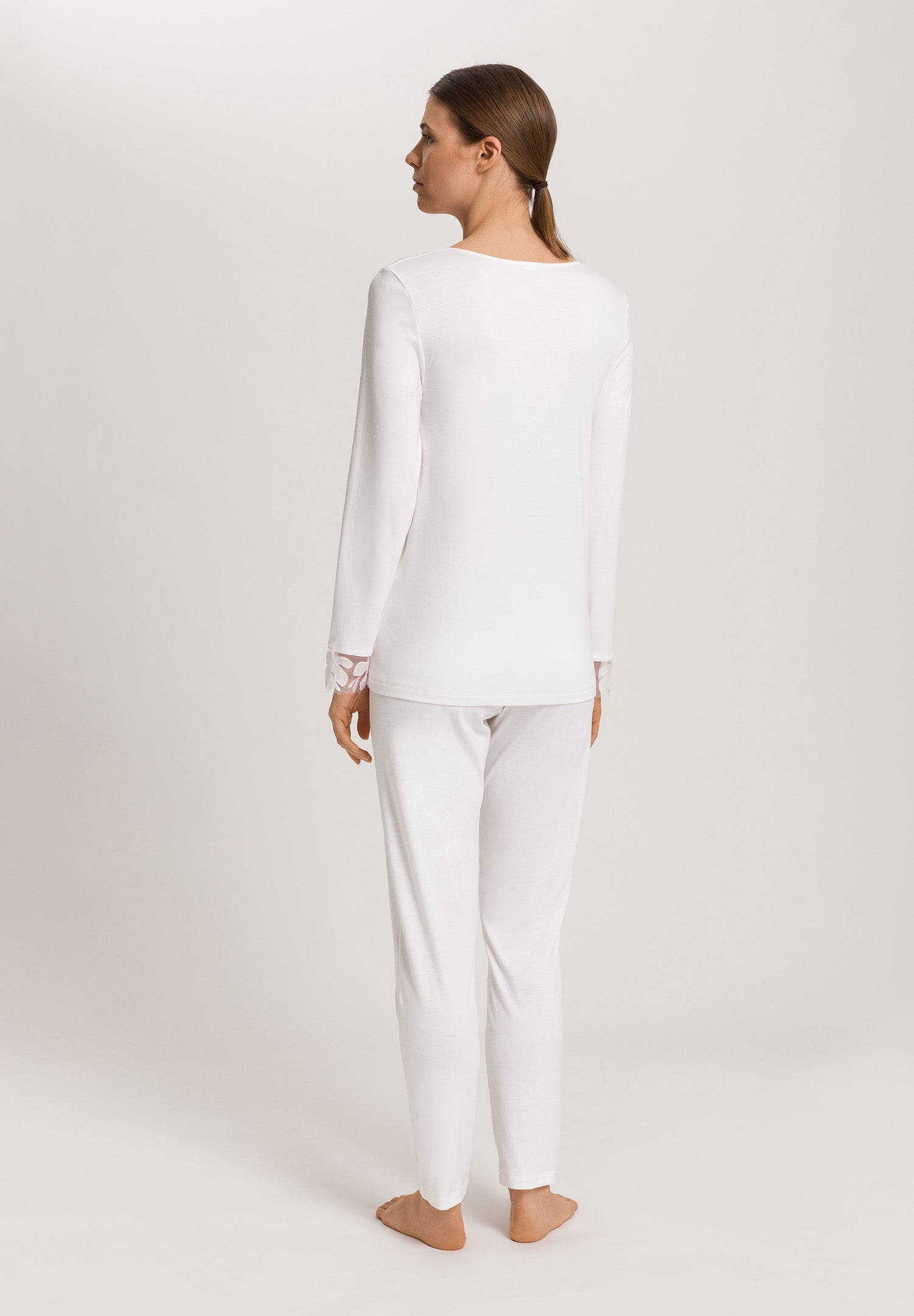 Kalea Floral Tulle Cotton Pajama Set | Off White 74788-102