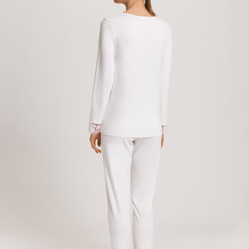 Kalea Floral Tulle Cotton Pajama Set | Off White 74788-102