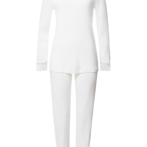 Kalea Floral Tulle Cotton Pajama Set | Off White 74788-102