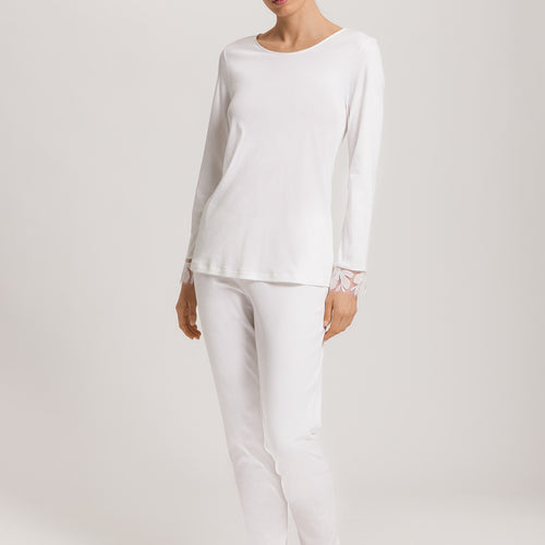 Kalea Floral Tulle Cotton Pajama Set | Off White 74788-102