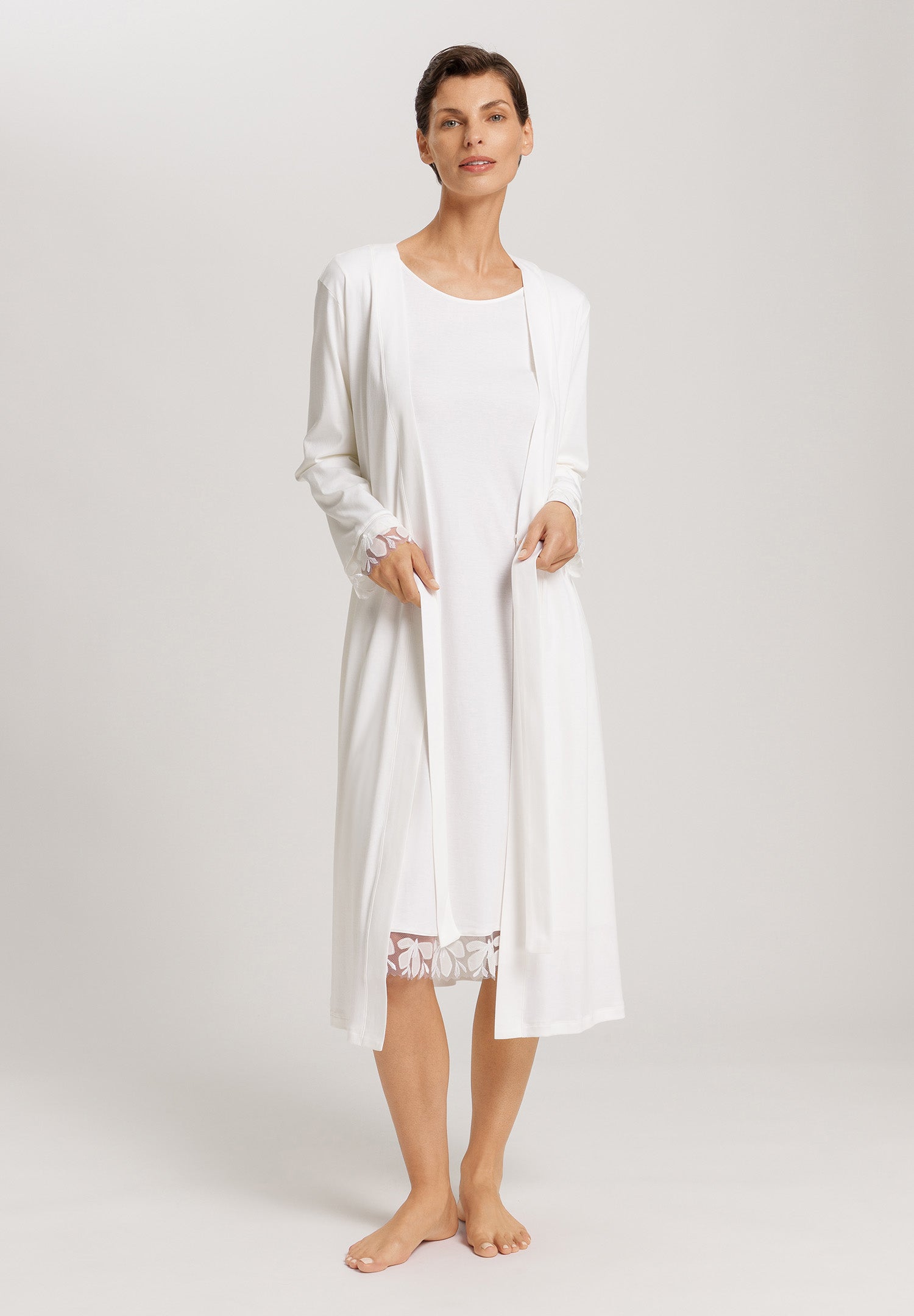Kalea Floral Tulle Cotton Robe | Off White 74789-102