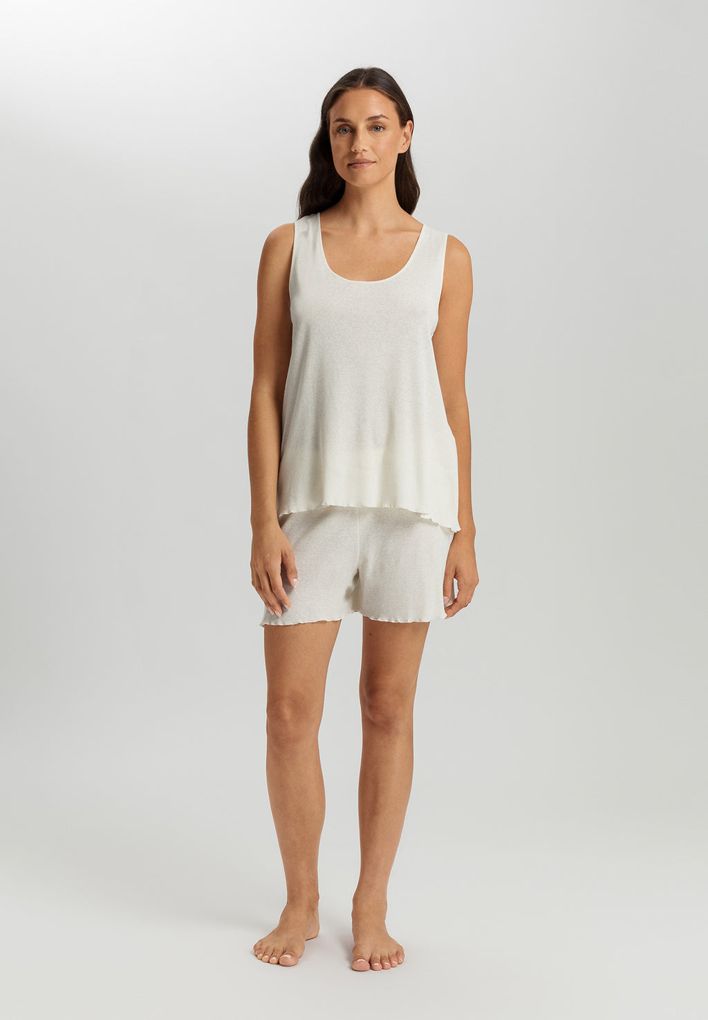 Serena Cotton And Linen Short Pajama Set | Misty White 74793-2123