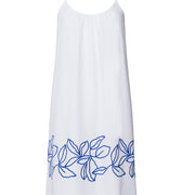 Liz Cotton Spaghetti Chemise With Embroidery 100cm | White 74795-101