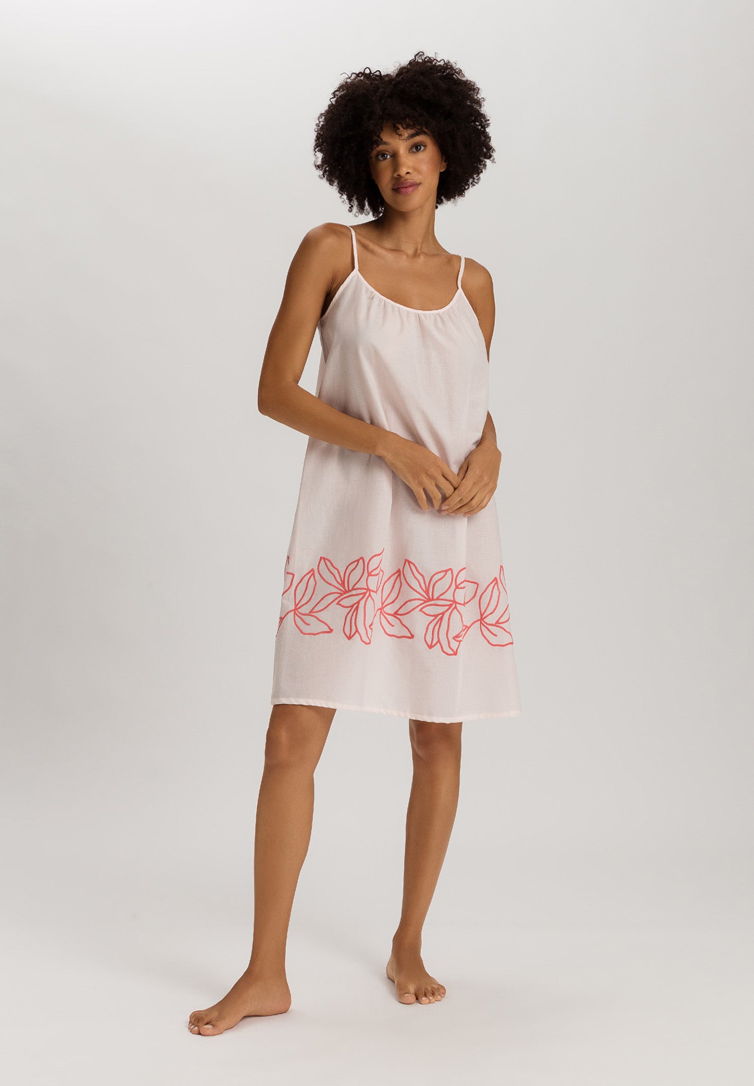 Liz Cotton Spaghetti Chemise With Embroidery 100cm | Melon Soda 74795-2337