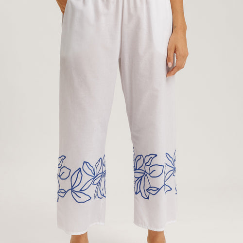 Liz Cotton Crop Pants With Embroidery | White 74798-101