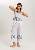 Liz Cotton Crop Pants With Embroidery | White 74798-101