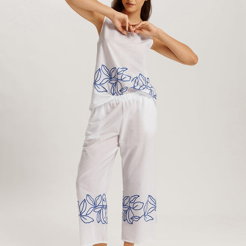 Liz Cotton Crop Pants With Embroidery | White 74798-101