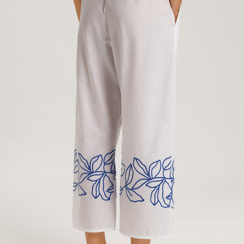 Liz Cotton Crop Pants With Embroidery | White 74798-101