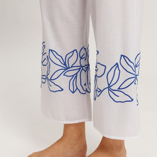 Liz Cotton Crop Pants With Embroidery | White 74798-101