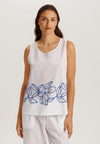 Liz Relaxed Cotton Tank Top With Embroidery | White 74799-101