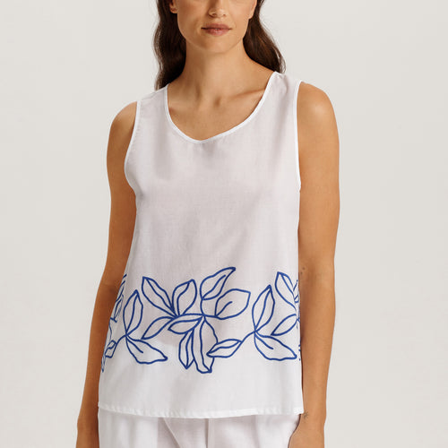 Liz Relaxed Cotton Tank Top With Embroidery | White 74799-101