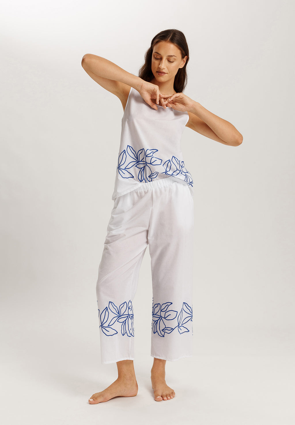 Liz Relaxed Cotton Tank Top With Embroidery | White 74799-101