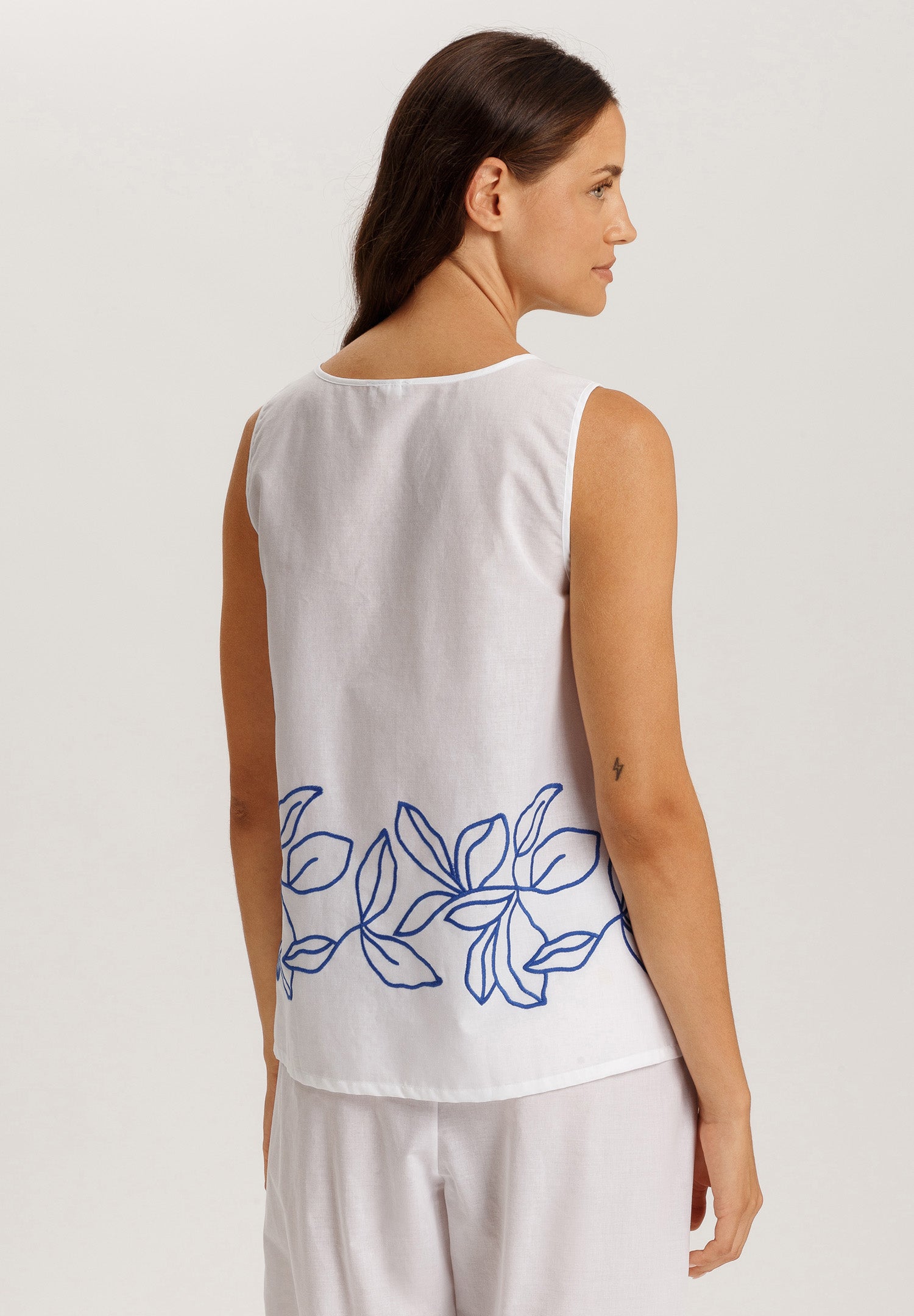 Liz Relaxed Cotton Tank Top With Embroidery | White 74799-101