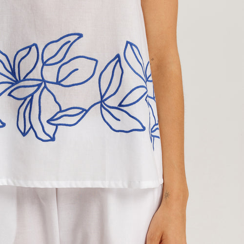 Liz Relaxed Cotton Tank Top With Embroidery | White 74799-101