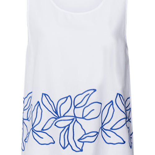 Liz Relaxed Cotton Tank Top With Embroidery | White 74799-101