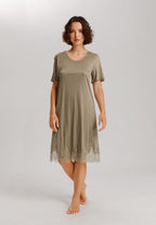 Melia Scalloped Lace Round Neck Nightgown | Silver Sage 74802-2651