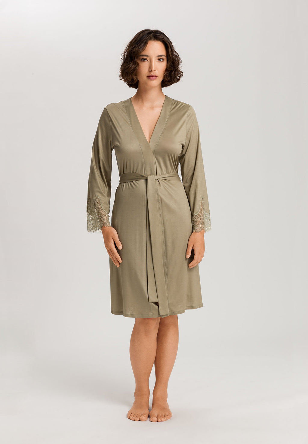Melia Scalloped Lace Robe 100cm | Silver Sage 74804-2651