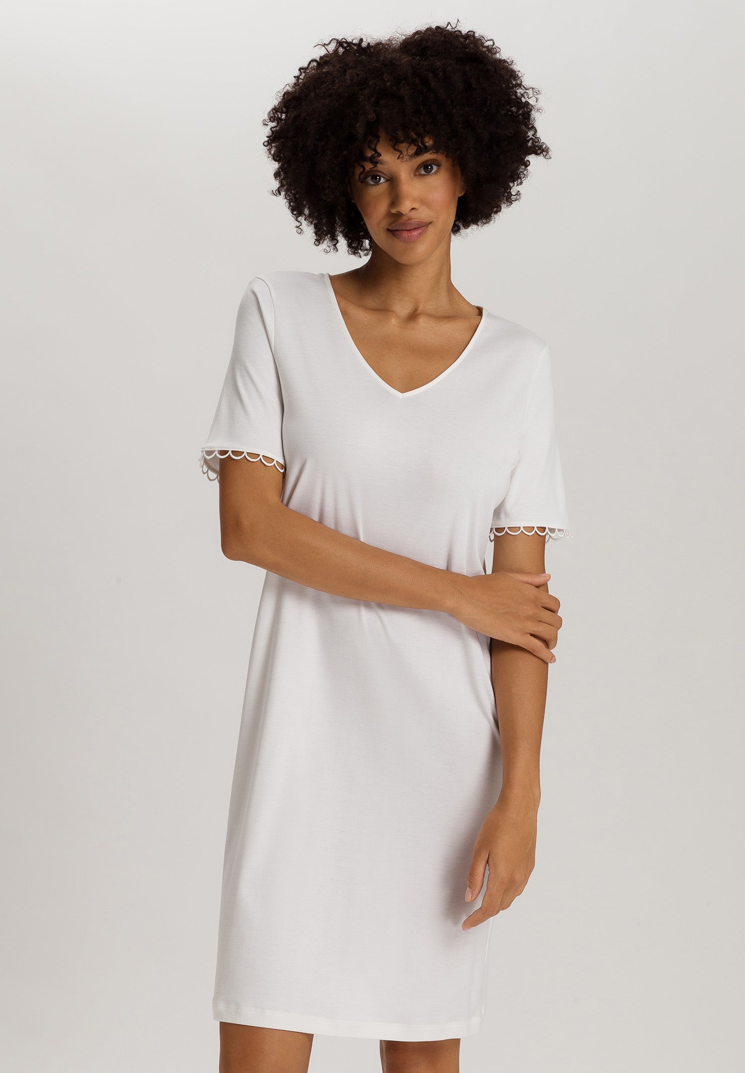 Anouk V-Neck Cotton Nightgown | Off White 74808-102