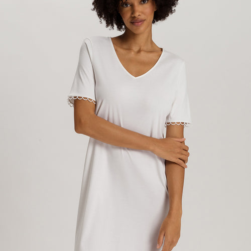 Anouk V-Neck Cotton Nightgown | Off White 74808-102