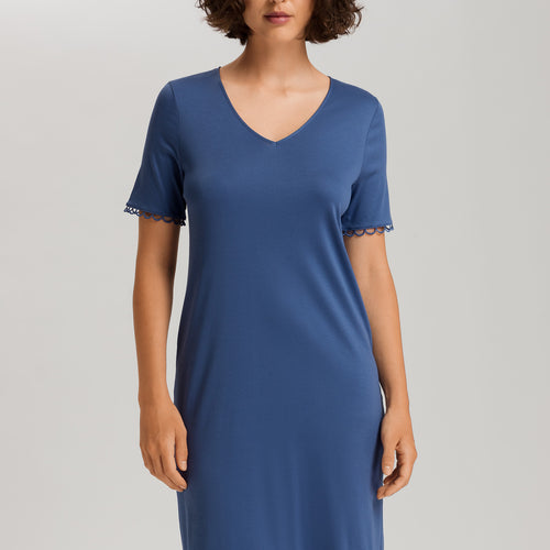 Anouk V-Neck Cotton Nightgown | Slate Blue 74808-2642