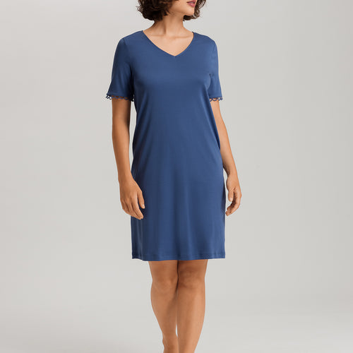 Anouk V-Neck Cotton Nightgown | Slate Blue 74808-2642