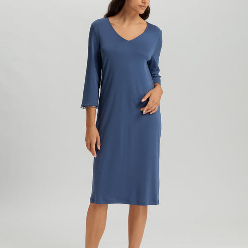 Anouk V-Neck Cotton Nightgown | Slate Blue 74809-2642