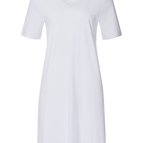 Cotton Silk V-Neck Cotton Nightgown | White 74814-101