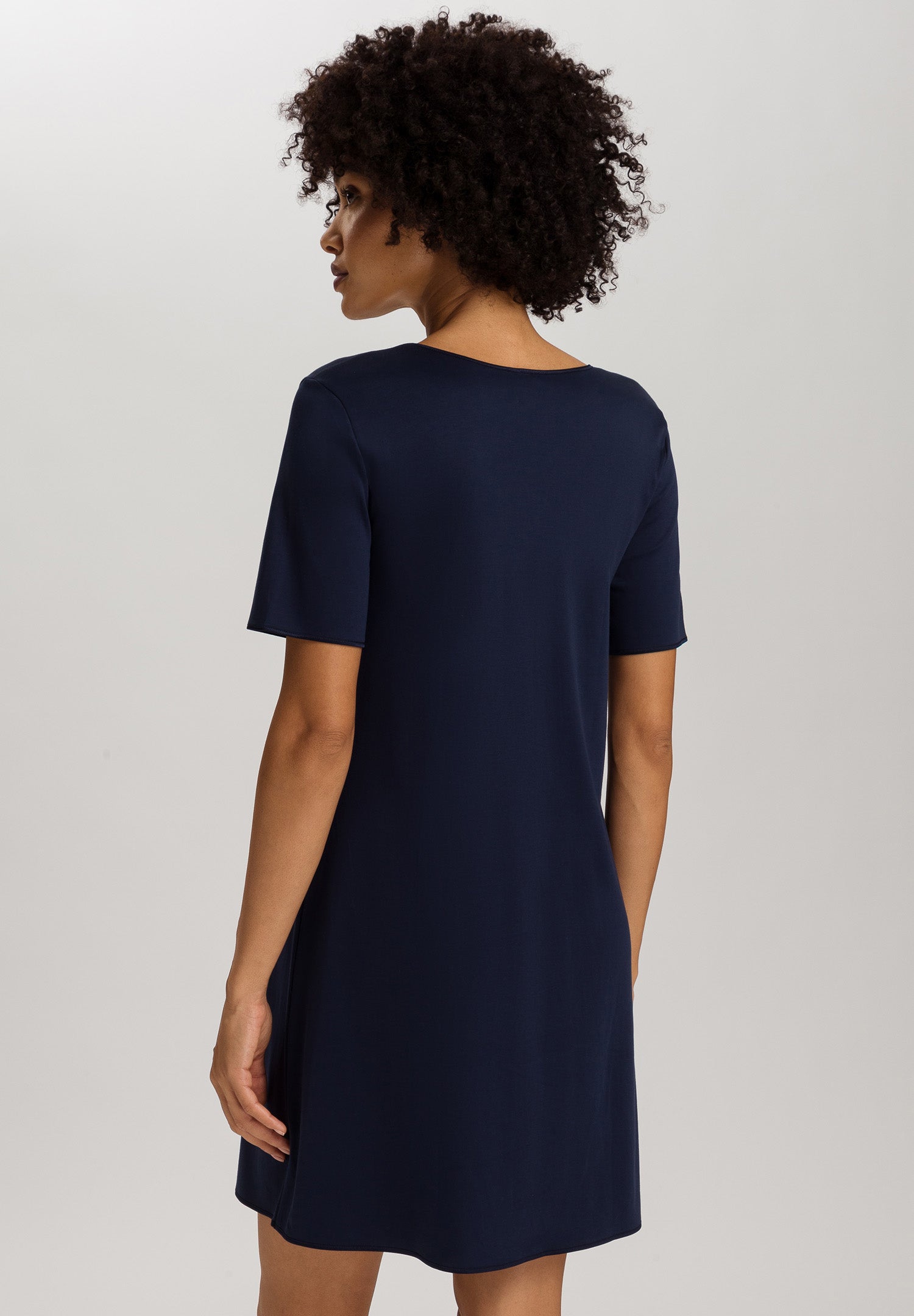 Cotton Silk V-Neck Cotton Nightgown | Deep Navy 74814-1610