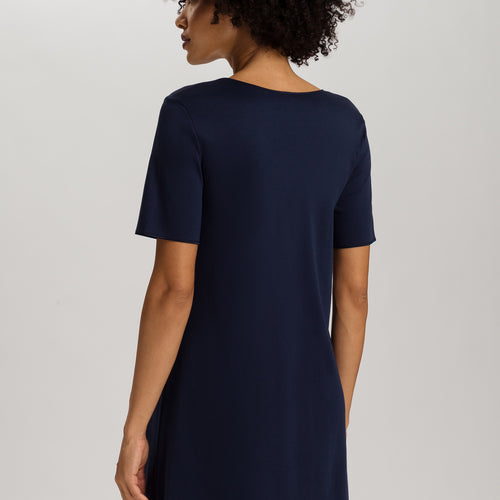 Cotton Silk V-Neck Cotton Nightgown | Deep Navy 74814-1610