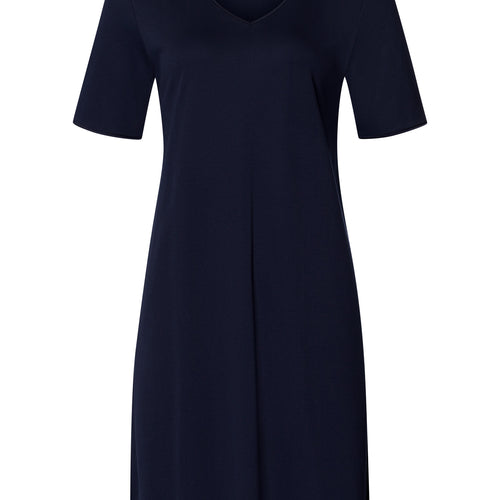 Cotton Silk V-Neck Cotton Nightgown | Deep Navy 74814-1610