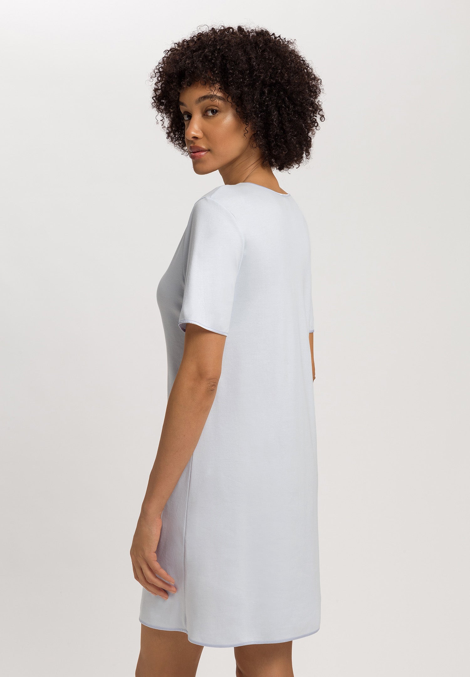 Cotton Silk V-Neck Cotton Nightgown | Powder Blue 74814-2512