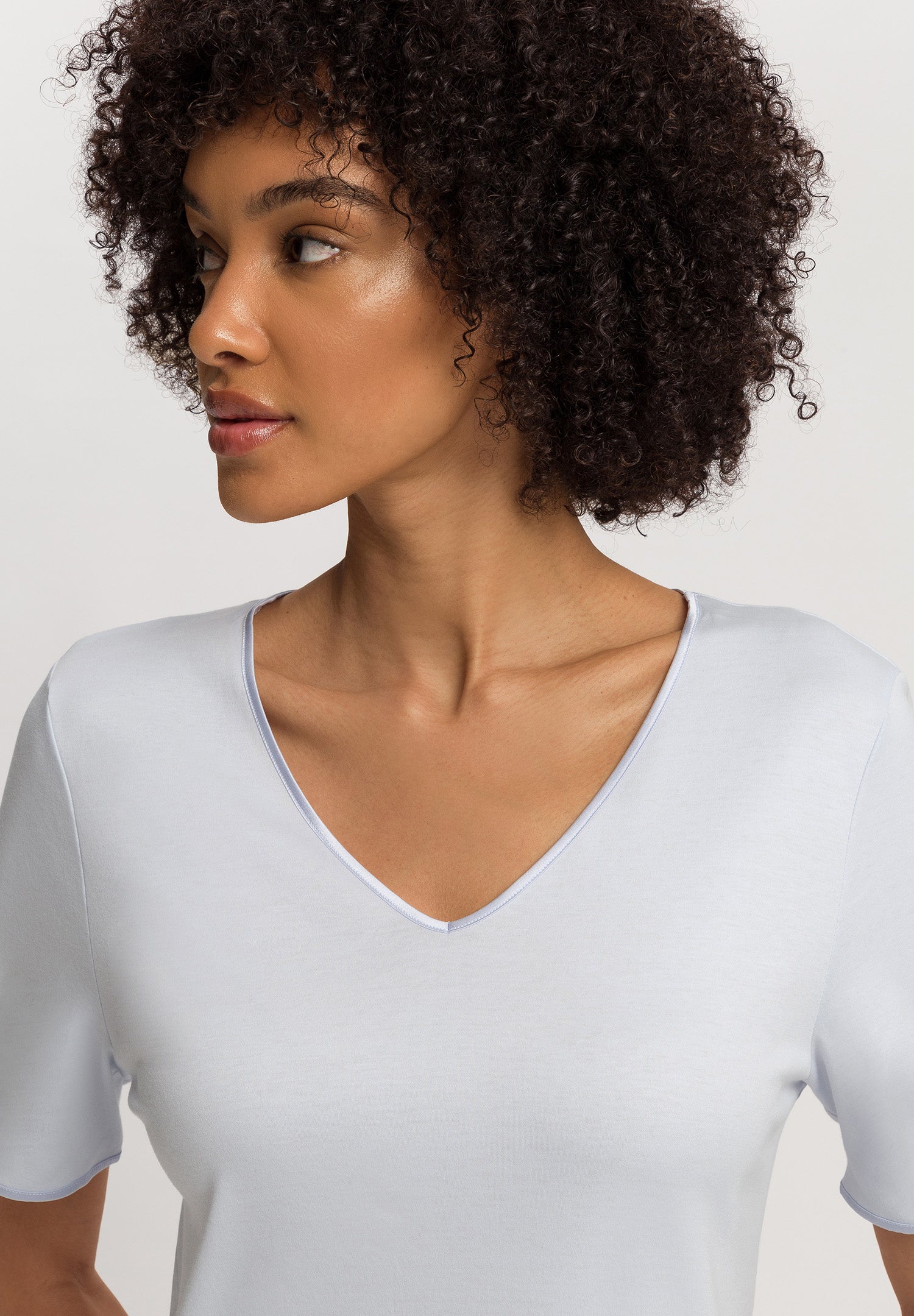 Cotton Silk V-Neck Cotton Nightgown | Powder Blue 74814-2512