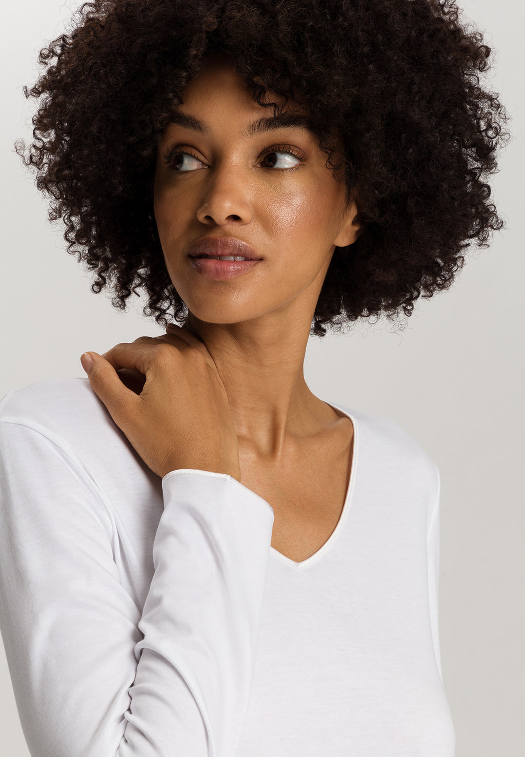 Cotton Silk V-Neck Cotton Nightgown | White 74815-101