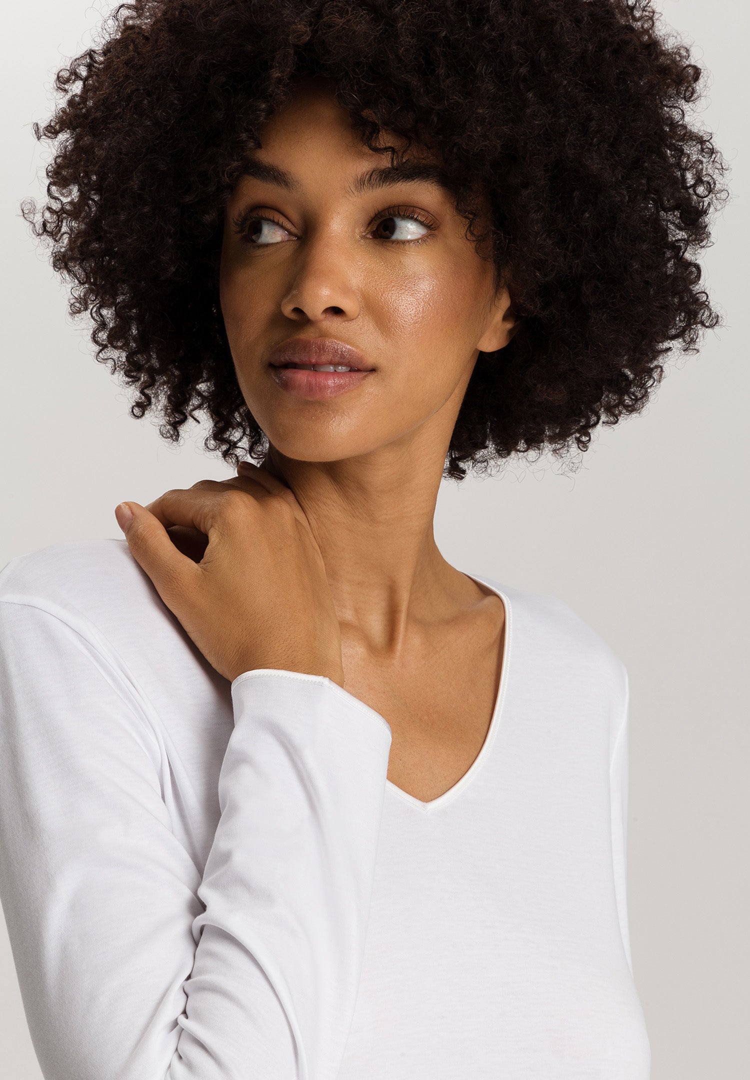 Cotton Silk V-Neck Cotton Nightgown | White 74815-101