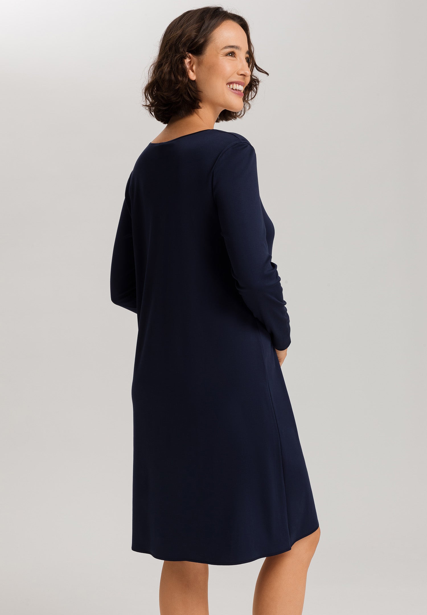 Cotton Silk V-Neck Cotton Nightgown | Deep Navy 74815-1610