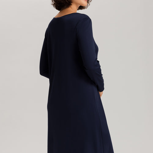 Cotton Silk V-Neck Cotton Nightgown | Deep Navy 74815-1610