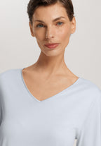 Cotton Silk V-Neck Cotton Nightgown | Powder Blue 74815-2512