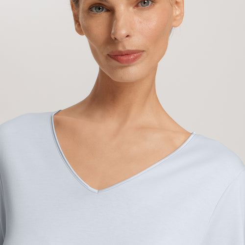 Cotton Silk V-Neck Cotton Nightgown | Powder Blue 74815-2512