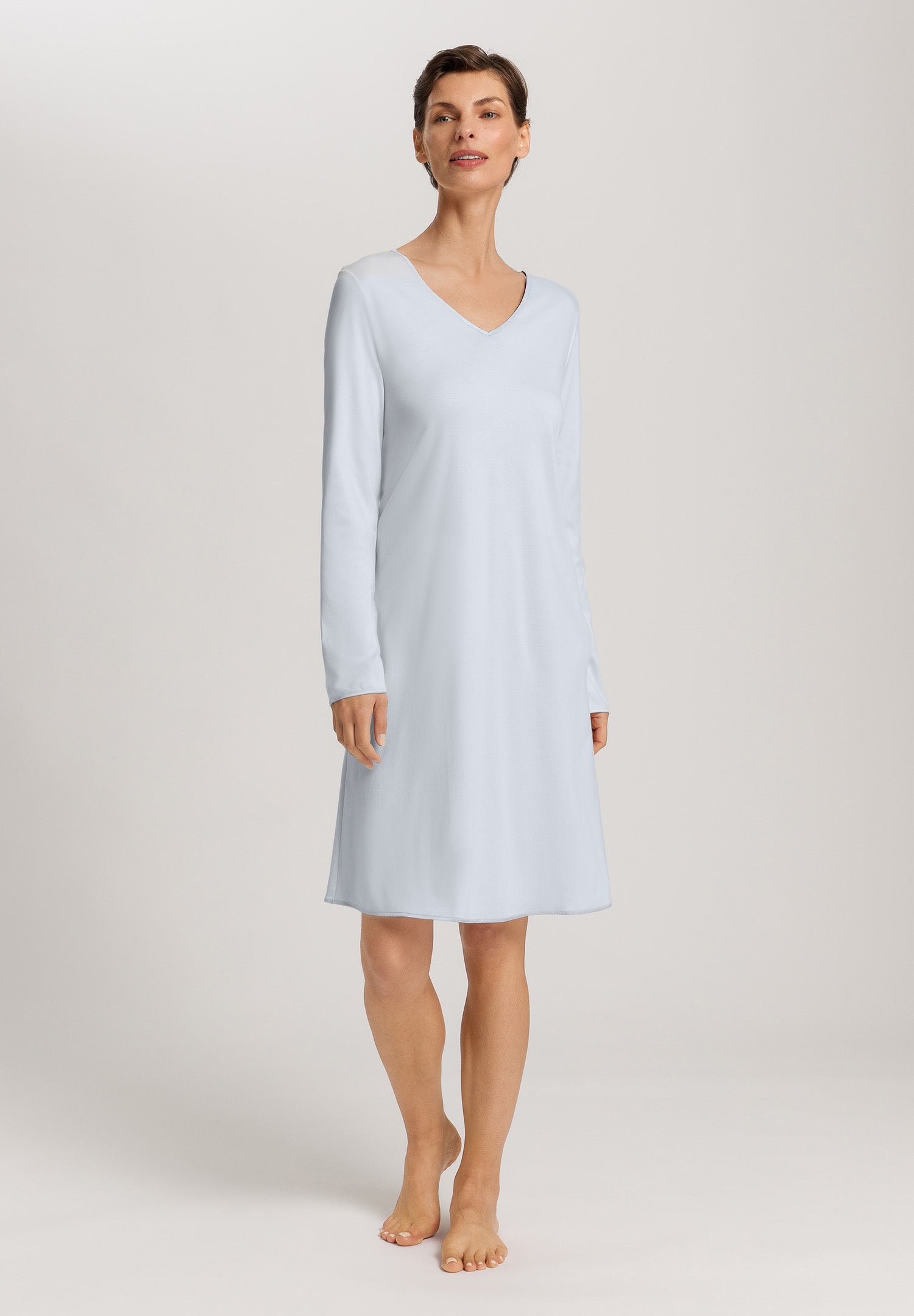 Cotton Silk V-Neck Cotton Nightgown | Powder Blue 74815-2512