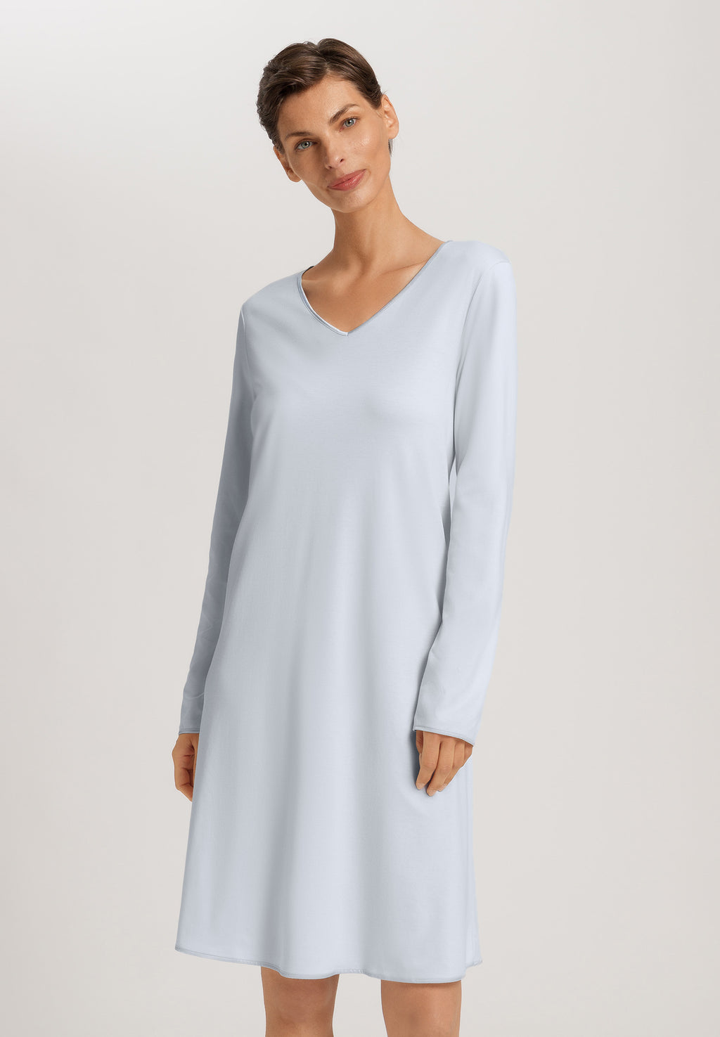 Cotton Silk V-Neck Cotton Nightgown | Powder Blue 74815-2512