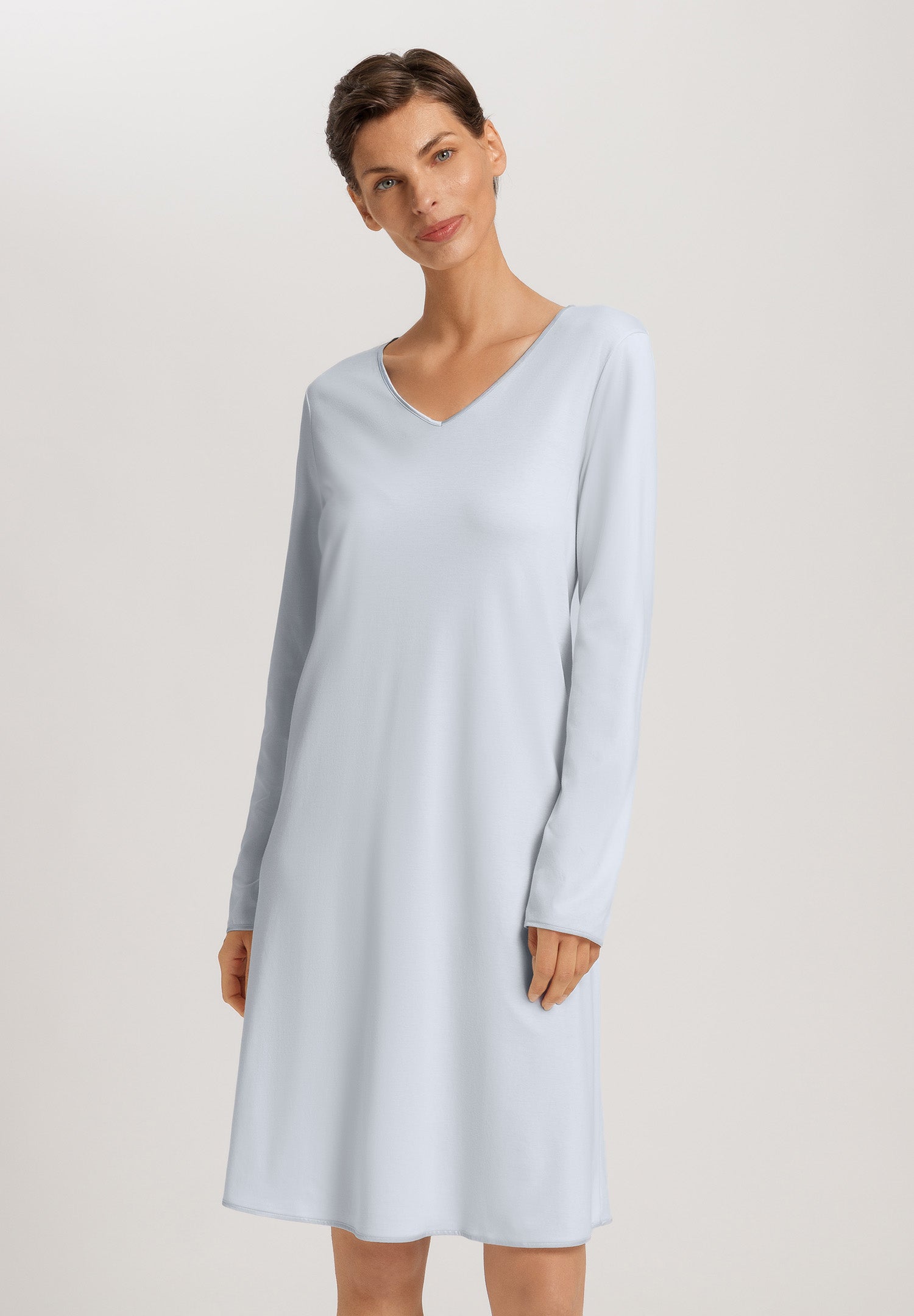 Cotton Silk V-Neck Cotton Nightgown | Powder Blue 74815-2512