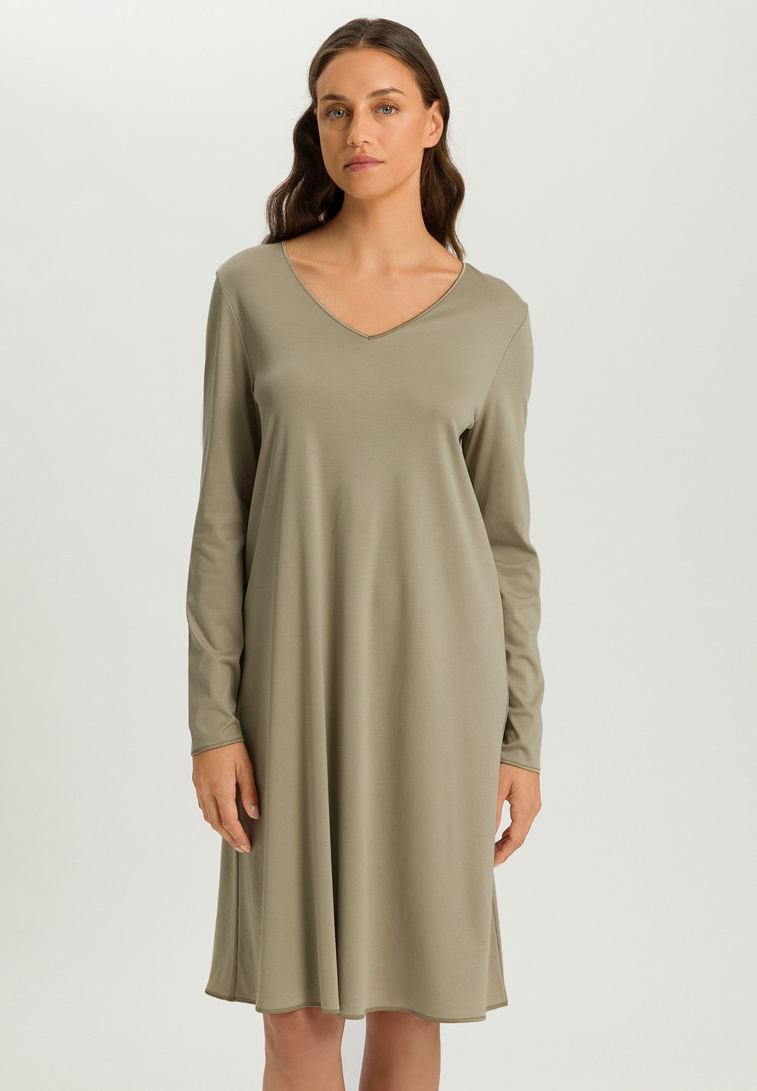 Cotton Silk V-Neck Cotton Nightgown | Silver Sage 74815-2651