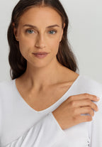 Cotton Silk V-Neck Cotton Pajama Set | White 74816-101