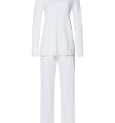 Cotton Silk V-Neck Cotton Pajama Set | White 74816-101