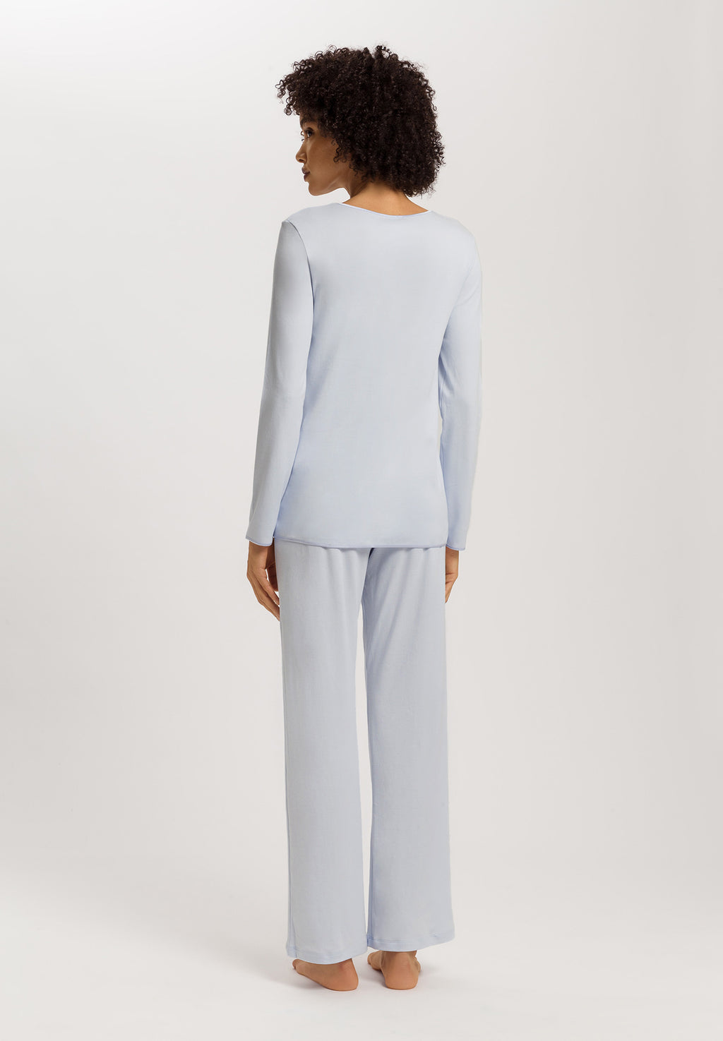 Cotton Silk V-Neck Cotton Pajama Set | Powder Blue 74816-2512