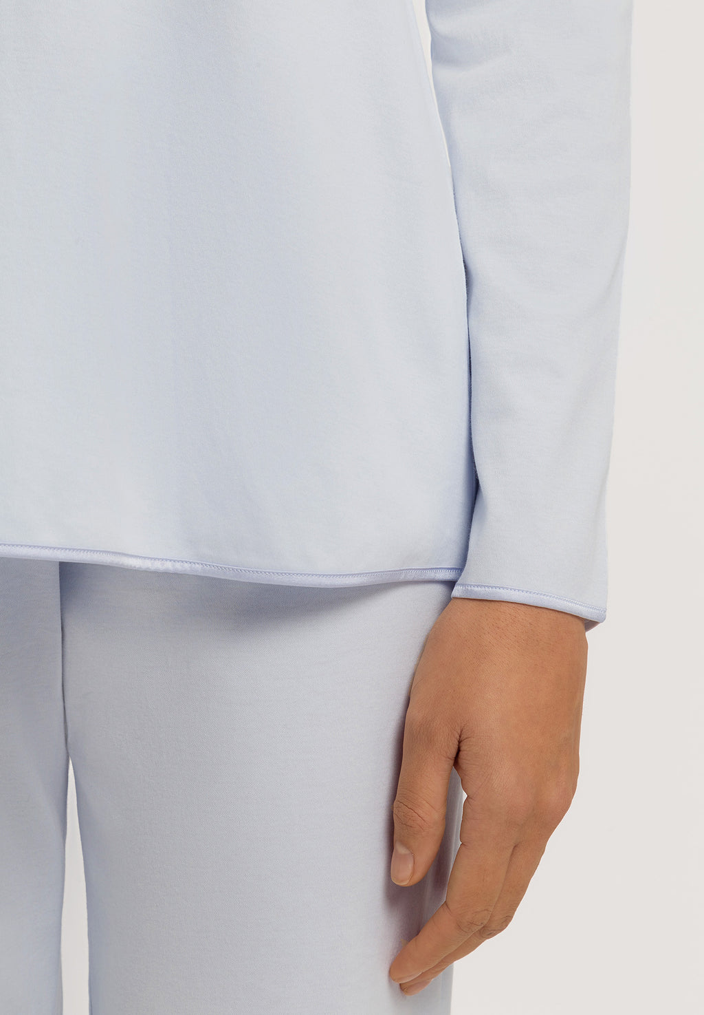 Cotton Silk V-Neck Cotton Pajama Set | Powder Blue 74816-2512