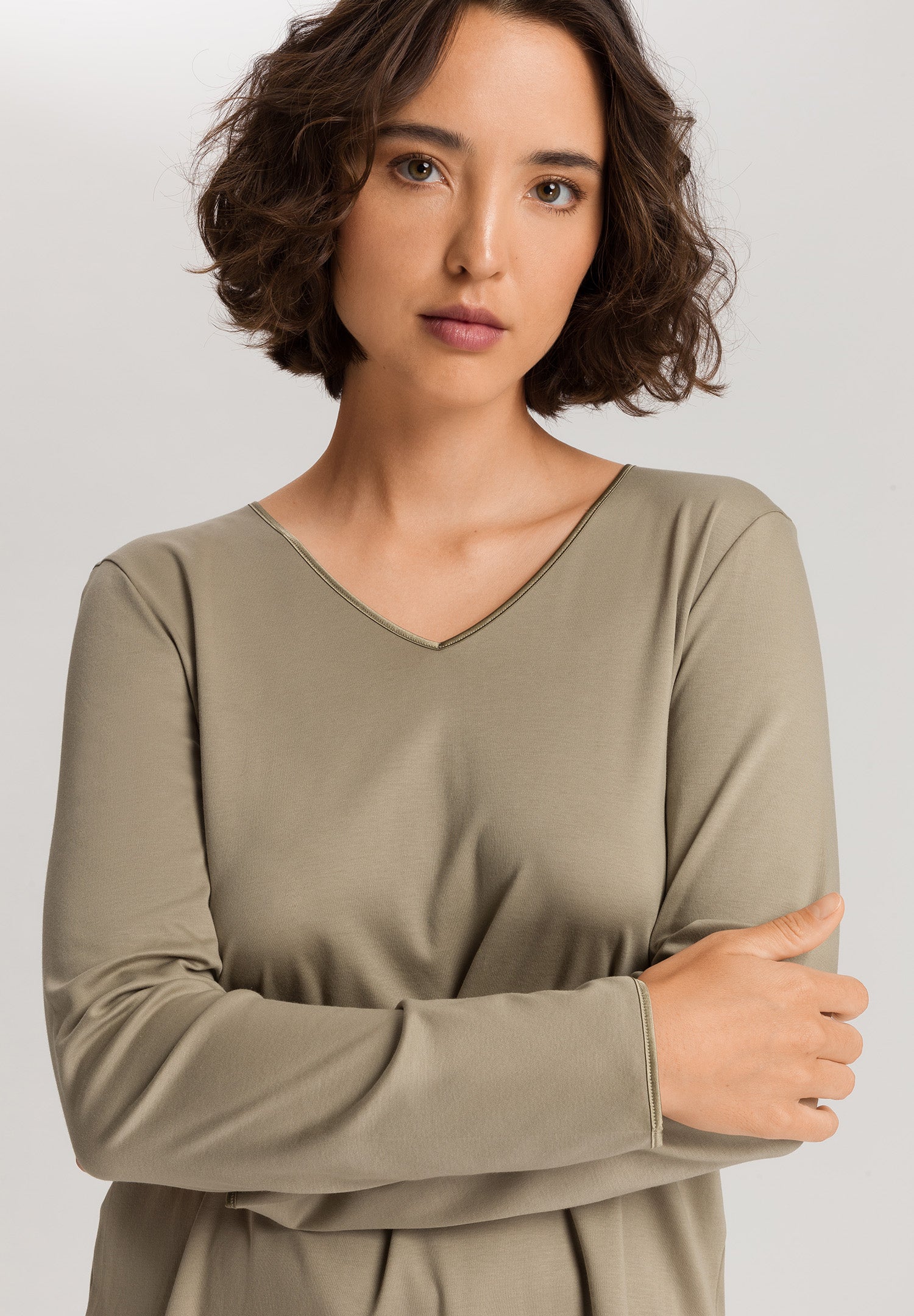 Cotton Silk V-Neck Cotton Pajama Set | Silver Sage 74816-2651