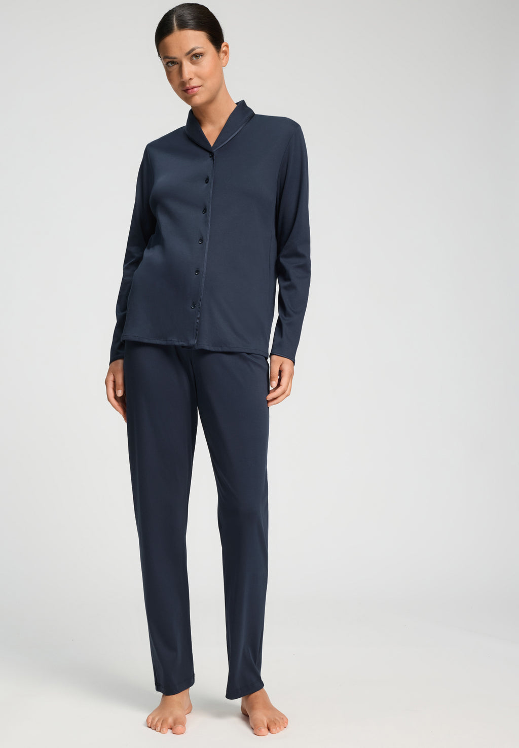 Cotton Silk L/Slv Button Front Pajama | Deep Navy 74828-1610